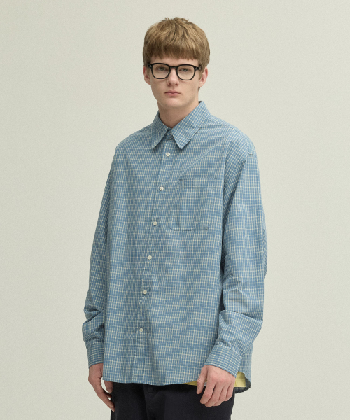 Vintage Cottage Check Shirt_LIGHT BLUE