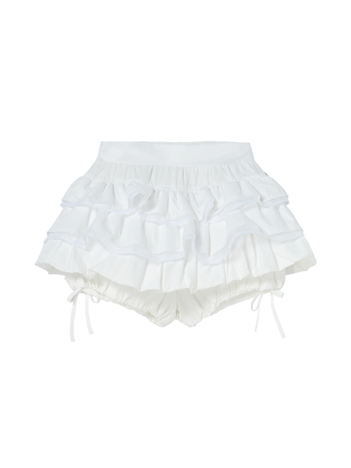 BALLOON FRILL SKIRTPANTS WHITE