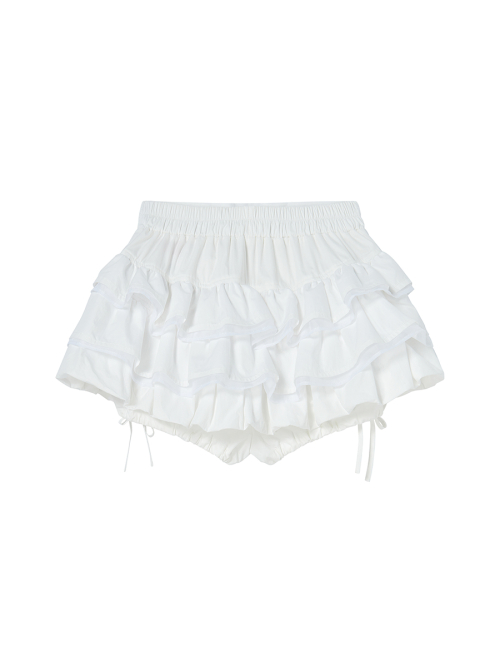 BALLOON FRILL SKIRTPANTS WHITE