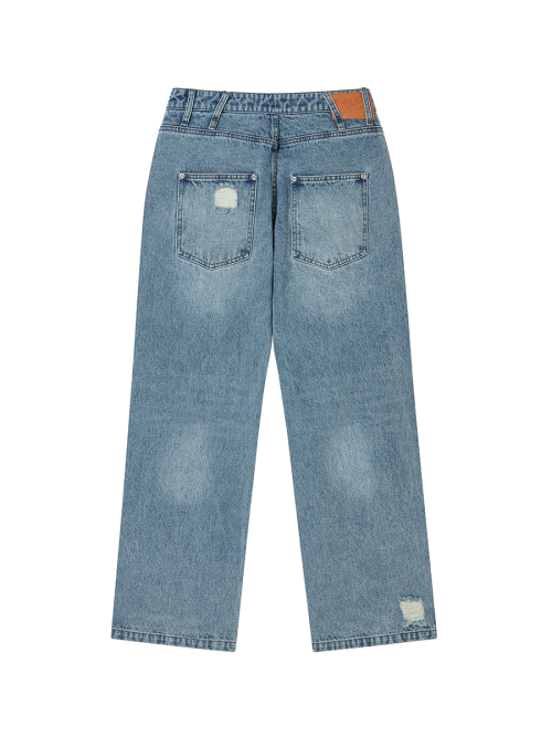 STAR APLIQUE DENIM PANTS LIGHT BLUE