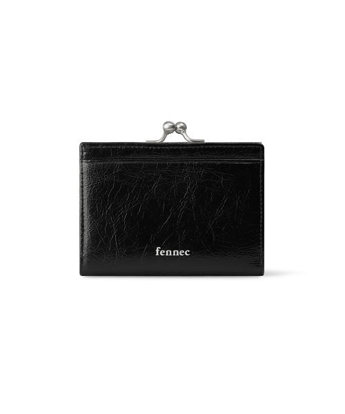 CRINKLE TRIANGLE FRAME BRIDGE WALLET - BLACK