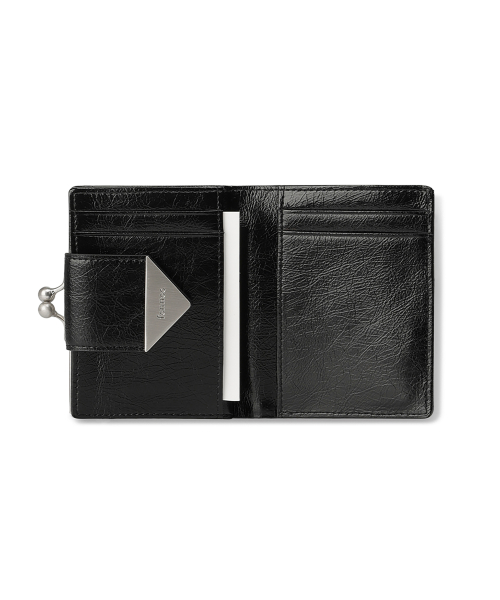 CRINKLE TRIANGLE FRAME BRIDGE WALLET - BLACK