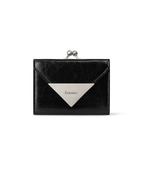 CRINKLE TRIANGLE FRAME WALLET - BLACK