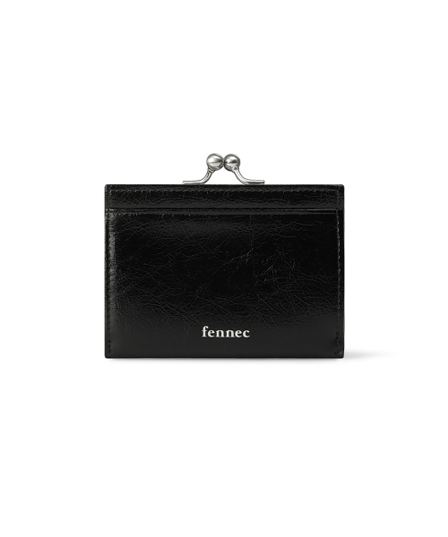 CRINKLE TRIANGLE FRAME WALLET - BLACK