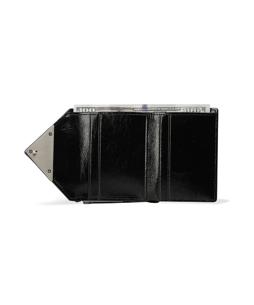 CRINKLE TRIANGLE FRAME WALLET - BLACK