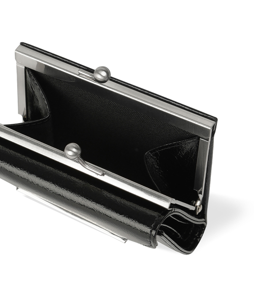 CRINKLE TRIANGLE FRAME WALLET - BLACK