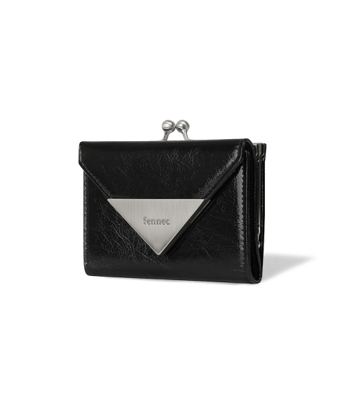 CRINKLE TRIANGLE FRAME WALLET - BLACK