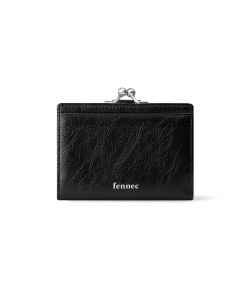 CRINKLE HEARTY FRAME BRIDGE WALLET - BLACK