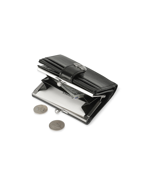 CRINKLE HEARTY FRAME BRIDGE WALLET - BLACK