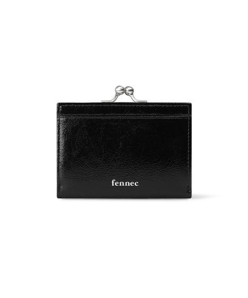 CRINKLE HEARTY FRAME WALLET - BLACK