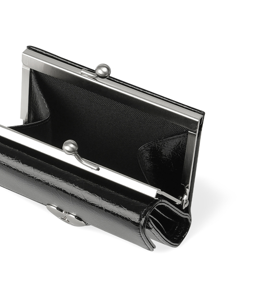 CRINKLE HEARTY FRAME WALLET - BLACK