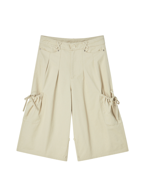 COTTON CAPRI PANTS BEIGE