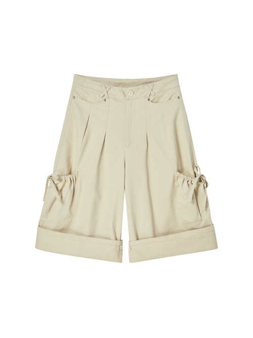 COTTON CAPRI PANTS BEIGE