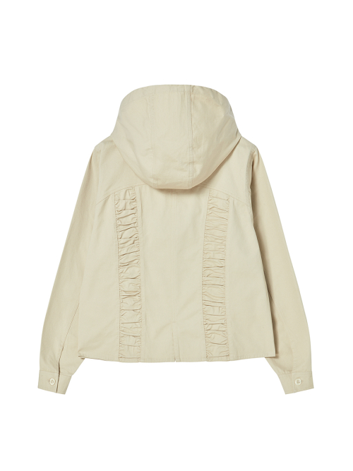 COTTON SHIRRING HOOD JACKET BEIGE