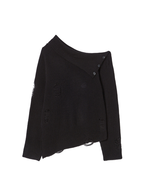DAMAGE OFF SHOULDER KNIT BLACK
