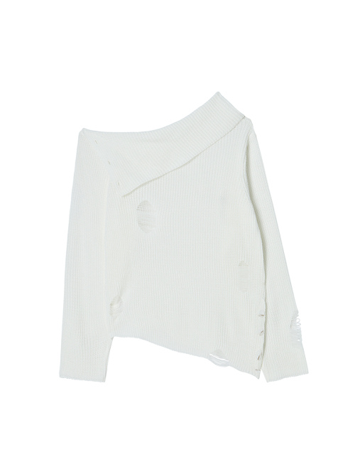 DAMAGE OFF SHOULDER KNIT WHITE