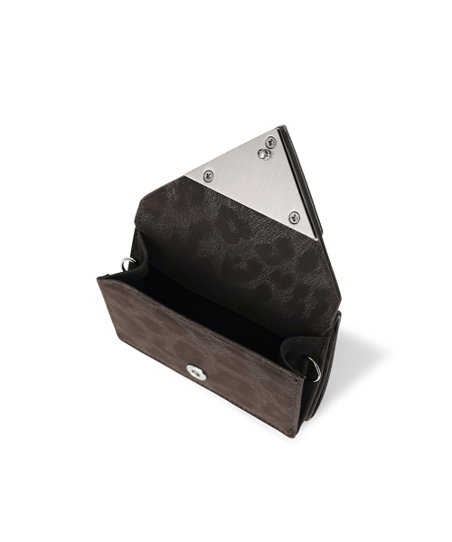 TRIANGLE TRIPLE WALLET - LEOPARD BROWN