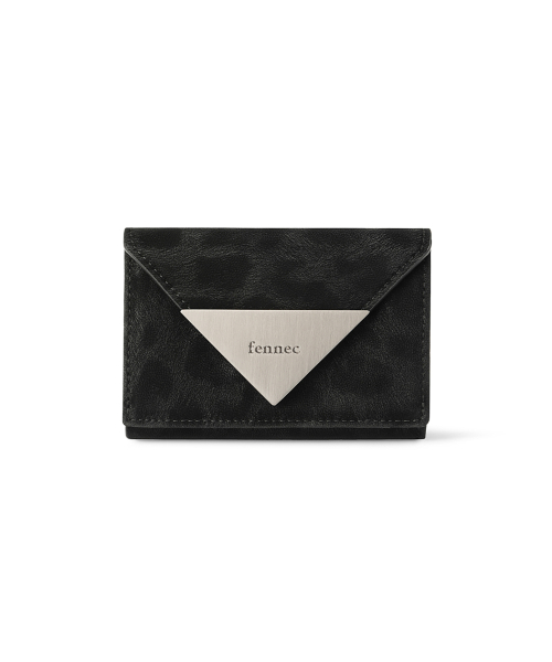 TRIANGLE TRIPLE WALLET - LEOPARD BLACK