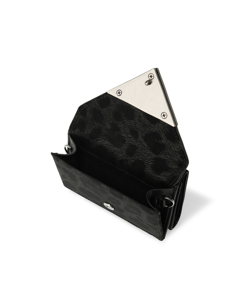 TRIANGLE TRIPLE WALLET - LEOPARD BLACK