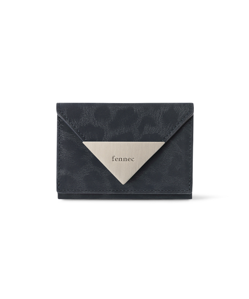 TRIANGLE TRIPLE WALLET - LEOPARD NAVY