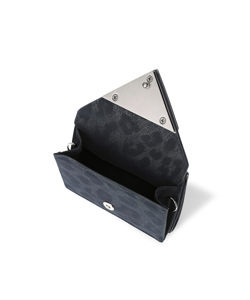 TRIANGLE TRIPLE WALLET - LEOPARD NAVY