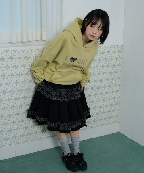 I LOVE CAT NOT YOU CAT EAR HOODIE - LIGHT GREEN