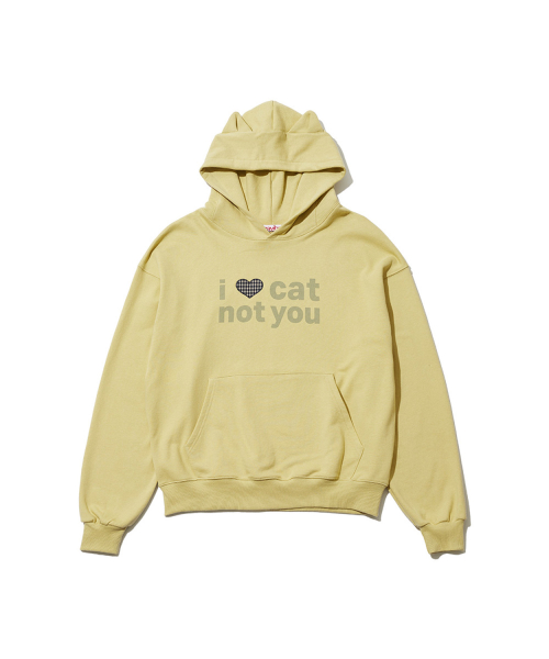 I LOVE CAT NOT YOU CAT EAR HOODIE - LIGHT GREEN