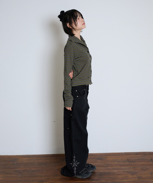LOW-RISE FLOWER EMBROIDERY PANTS