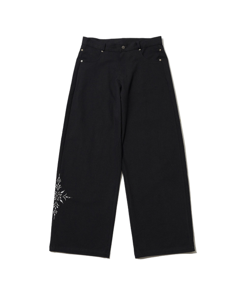 LOW-RISE FLOWER EMBROIDERY PANTS