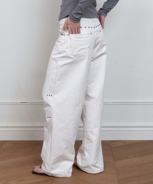 C STUDDED WIDE CHINO PANTS_IVORY