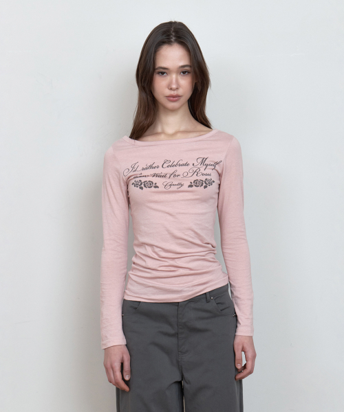C ROSE GRAPHIC OFF-SHOULDER T-SHIRT_PINK