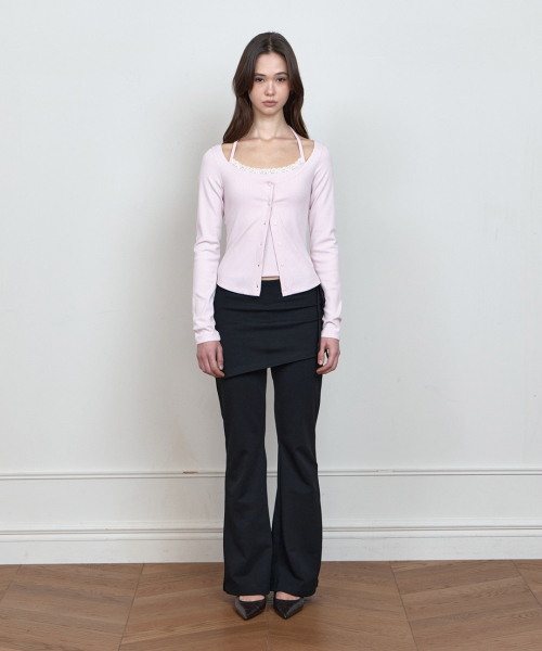 C 2-WAY ROSE BUTTON CARDIGAN SET_PINK