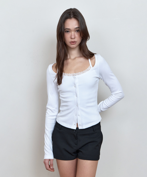 C 2-WAY ROSE BUTTON CARDIGAN SET_WHITE
