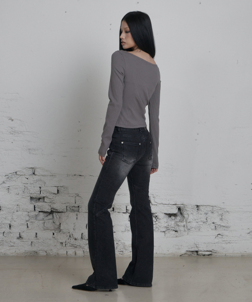 C 2-WAY ROSE BUTTON CARDIGAN SET_CHARCOAL