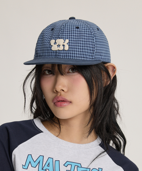 YK Logo Check Cap NAVY