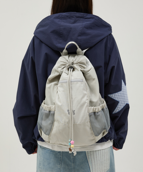Beads Nylon String Backpack GREY