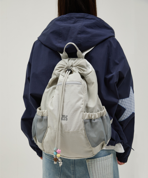 Beads Nylon String Backpack GREY