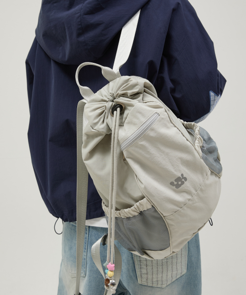 Beads Nylon String Backpack GREY