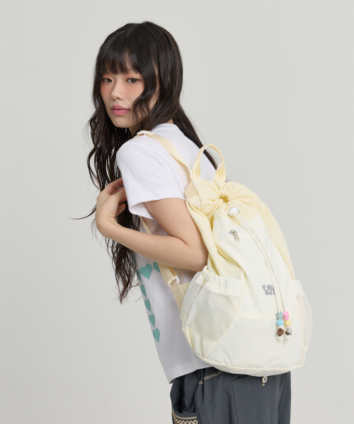 Beads Nylon String Backpack LIGHT YELLOW