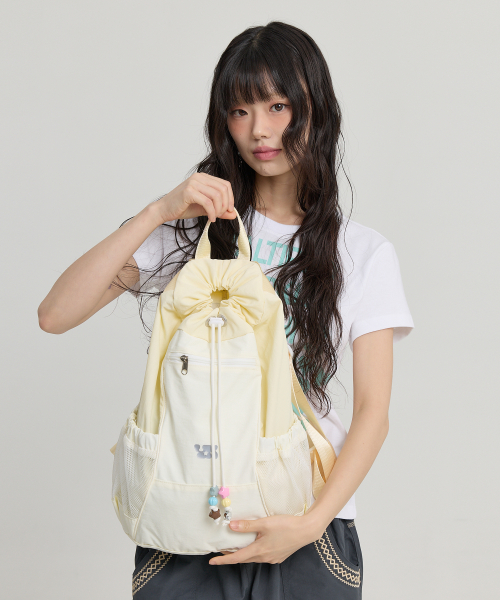 Beads Nylon String Backpack LIGHT YELLOW