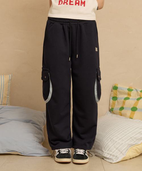 Cargo Applique Sweat pants NAVY