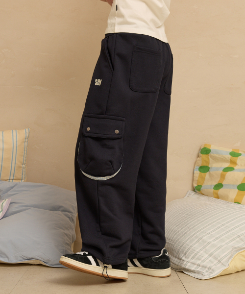 Cargo Applique Sweat pants NAVY