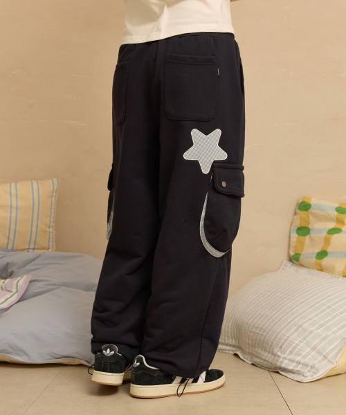 Cargo Applique Sweat pants NAVY