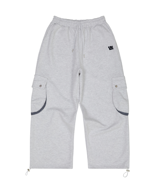 Cargo Applique Sweat pants MELANGE WHITE