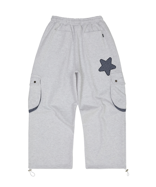 Cargo Applique Sweat pants MELANGE WHITE