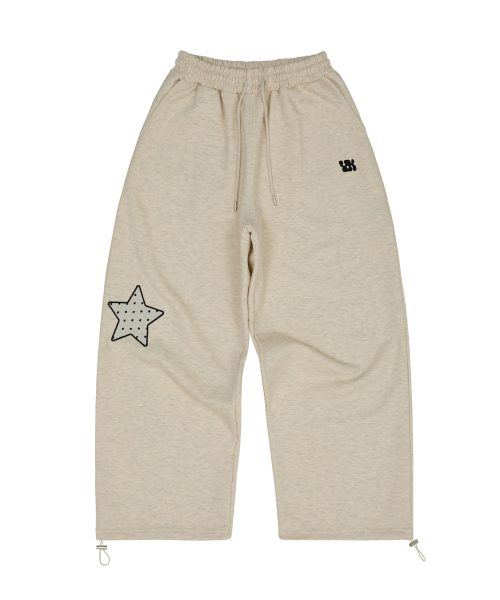 YK Applique Dot Sweat pants OATMEAL