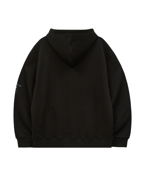 YK Applique Dot Hood Zip Up BLACK