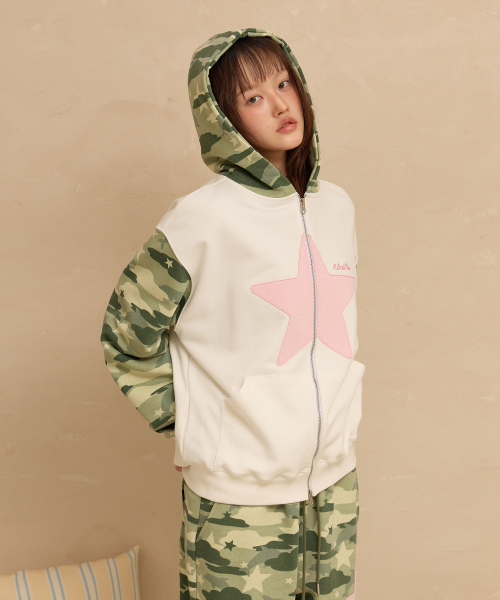 Big Star Applique Hood Zip Up CAMO