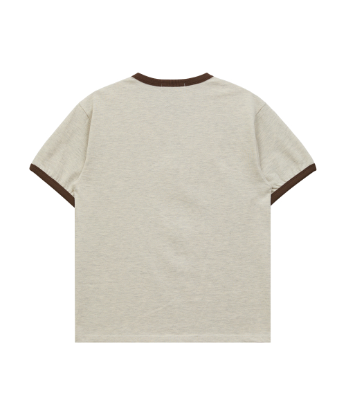 MELLOW DREAM Unicorn Ringer Half T-shirt OATMEAL