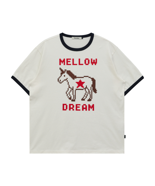 MELLOW DREAM Unicorn Ringer Half T-shirt IVORY